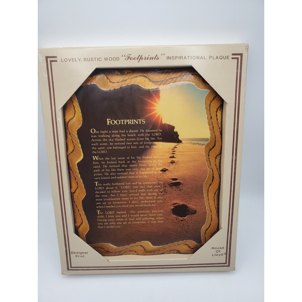 VTG House of Lloyd Wood "Footprints" Inspirational Plaque NIB New Old Stock